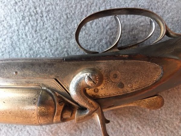Hooton & Jones, Liverpool, late 19th century 12 guage double barrel hammer gun