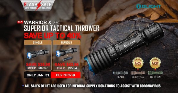 [ACC] Olight flash sale: Warrior X Pro bundle $101.94 (40% off + free i5T). Must purchase mount and tape switch separately!