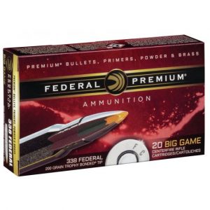 Federal Premium 200 gr Trophy Bonded Tip .338 Federal Ammo, 20/box - P338FTT2