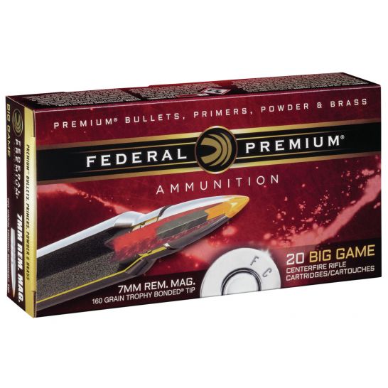 Federal Premium 160 gr Trophy Bonded Tip 7mm Rem Mag Ammo, 20/box - PR7TT1