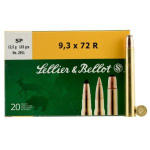 Sellier & Bellot 193 gr Semi-Jacketed Soft Point 9.3x72mmR Ammo, 20/box - SB9372RA