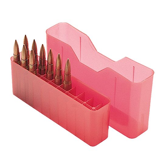 MTM Case Gard J-20 20 Round Slip-Top Ammo Box, 3.36" OAL, Clear Red - J20L29