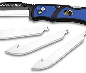Outdoor Edge 3.0" RazorLite EDC - Replaceable Blade Folding Knife with Pocket Clip and One Hand Opening for Everyday Carry (Blue, 4 Blades)