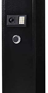 HOMCOM 56" Steel Electronic 5 Rifle Gun Safe Security Cabinet w/Digital Keypad, Keys,Padded Interior- Black