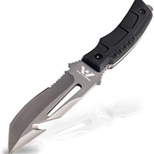 WEYLAND Survival Knife and Hunting Knife - Cool Fixed Blade Camping Knife with Sheath for Military, Army, USMC - Big Black Tactical Full Tang Knife for Outdoor Hiking, Bushcraft, Boy Scout or MSK Work