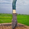Ottoza Handmade Damascus Tracker Knife with Blue Bone Handle - Survival Knife - Camping Knife - Damascus Steel Knife - Damascus Hunting Knife with Sheath Horizontal Carry Fixed Blade Knife No:251 - Image 2