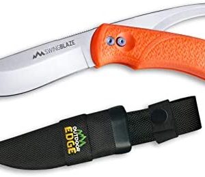 Outdoor Edge Swingblaze Double Blade Hunting Knife with Rotating Skinning & Gutting Blades, Nylon Sheath, (Blaze Orange, SZ-20NC)