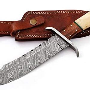 Custom Hand Made Damascus Steel Fixed Blade Hunting Knife WT-2717 Skinning Knives for Men Best Dagger, Bowie, Survival with Sheath