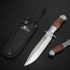 MOSSY OAK Fixed Blade Hunting Knife Set with Sheath 2 Pieces Drop Point Bowie Knife with Laser Patterned Leather Handle - Image 4