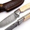 Damascus Steel Hunting Knife Best Damascus Skinning Knife With Leather Sheath (9022)