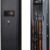 Moutec Large Rifle Safe, Long Gun Safe for Rifle Shotgun for Home, Quick Access 5-Gun Storage Cabinet (with/Without Scope) with Handgun Lockbox Slient Mode (Keyboard PIN Code)