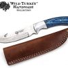 Wild Turkey Handmade Collection Wood Handle Fixed Blade Gut Hook Knife w/Leather Sheath - Image 3