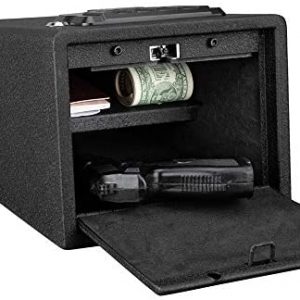 Bonnlo Quick Access Pistol Safe Handgun Safe Firearm Safety Device Compact Gun Safe with Auto-Open Lid and Alarm-U Security Alarm