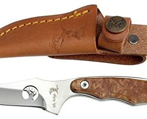 Elk Ridge ER-059 Series Fixed Blade Hunting Knife, Straight Edge Blade, Wood Handle, 7-Inch Length