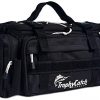 TrophyCatch Fishing Tackle Bag with Trays Storage | Water Resistant Fishing Tackle Box Bag ● Large Premium Design with Rustproof Zippers, Mesh Sack, Rod Holder, Detachable Shoulder Straps