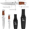 MOSSY OAK Fixed Blade Hunting Knife Set with Sheath 2 Pieces Drop Point Bowie Knife with Laser Patterned Leather Handle - Image 2