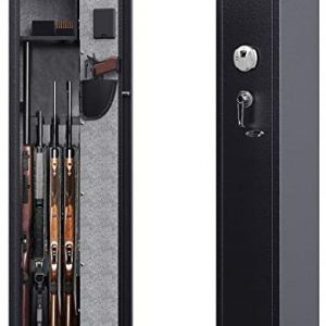 aokur Gun Safe for Rifles and Shotguns, 3-5 Guns Rifle Safe for Home, Long Gun Storage Cabinet with Pistol Holders/Removable Shelf/Gun Cleaning Kit Racks