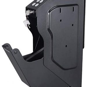 Gun Safe,SYCEES Digital Keypad Password Gun Safe Box for Pistols Rifle Mounted Firearm Safety Device Quick Access Single Handgun Safe Under Desk Pistol Security (Digital Code & Emergency Key)