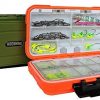 KEESHINE Fishing Tackle Box, Floating Storage Box, Double-Sided Fishing Lure Box with Adjustable Dividers Storage Jewelry Organizer Making Kit Container for Lure Hook Beads Earring Tool(Orange) - Image 2