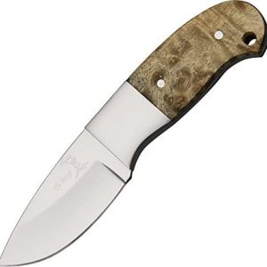 Elk Ridge - Outdoors Fixed Blade Knife - 5-in Overall, 440 Stainless Steel Mirror Polished Blade, Burl Wood Handle, Leather Sheath - Hunting, Camping, Survival - ER-111