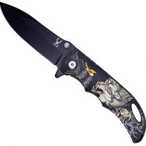 tonymall 7.15" Assisted Open Pocket Knife Camping Fishing Hunting Knifes for Men Straight Edge Theboneedge Tactical Razor Blade Knife