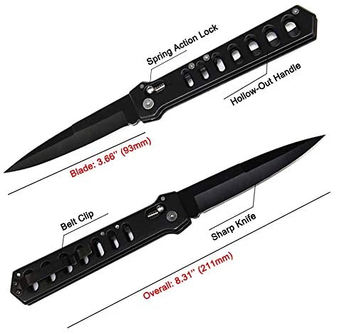 BYKCO Folding Pocket Knife, Good Survival Knife for Camping and Outdoor Activities, High Hardness Camping Hunting Knife for Hunting, Travels, Fishing (Black) … (BYKA01 Black) - Image 3