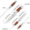 MOSSY OAK Fixed Blade Hunting Knife Set with Sheath 2 Pieces Drop Point Bowie Knife with Laser Patterned Leather Handle - Image 3