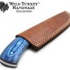 Wild Turkey Handmade Collection Wood Handle Fixed Blade Gut Hook Knife w/Leather Sheath - Image 7