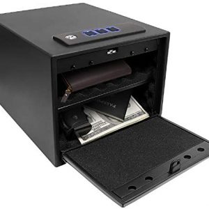 Jolitac Quick Access Electronic Pistol Safe, Firearm Safety Device Solid Steel Safes Lock Case, Compact Gun Security Safe with Anti-Thief Alarm System, Electronic Keypad and 2 Emergency Keys