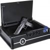 Mingyall Pistol Safe, Smart Gun Security Safes for Pistols, Handgun Safe Quick Access with Biometric Fingerprint Identification/Key/Digit Code, Auto Open Lid, Silent Mode for Home