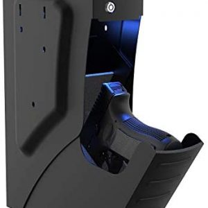 awesafe Gun Safe, Mounted Handgun Safe Quick Access Firearm Safety Device with Fingerprint Biometric, Keypad Password and Key Lock (Biometric Fingerprint+Keypad+Key)