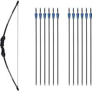 GPP 45" Archery Youth Bow and Arrow Set Start Straight Bow Recurve Bow Outdoor Sports Game Hunting Toy Gift Bow Kit Set with 12 Arrows 18 Lb for Teens