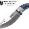 Wild Turkey Handmade Collection Wood Handle Fixed Blade Gut Hook Knife w/Leather Sheath - Image 2