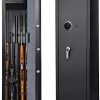 Moutec Large Biometric Rifle Safe, New and Improved Fingerprint Long Gun Safe for 5-7 Rifle Shotgun for Home, Quick Access Gun Storage Cabinet (with/Without Scope) with Handgun Lockbox Slient Mode