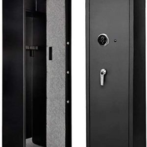 Langger Large Biometric Rifle Safe, Improved Fingerprint Long Gun Safe for Home/Office, Shotgun Quick Access 5-Gun Storage Cabinet (with/Without Scope) with Handgun Lock box