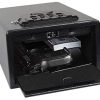 Electronic Gun Safe with Four-keypad&2 Emergency Keys&Rechargeable Battery Smart Quick Access Pistol Safe Storage Security Cabinet Q235 Carbon Steel Handgun Lock Security Box w/Pop-Open Door