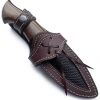 Maan Handmade Damascus Tactical Fixed Blade Knife for Hunting, Survival and Skinning with Premium Leather Sheath - Image 7