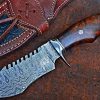 BIGCAT ROAR Custom Handmade Hunting Knife Viper Hunter, Full Tang Fixed Blade Damascus Steel - Walnut Wood Handle 10'' inch Overall with Leather Sheath