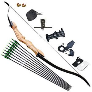 D&Q 68" Archery Takedown Recurve Bow and Arrow Set 20lb/30lb/40lb Right Hand Longbow Kit for Adult Beginner Outdoor Training Hunting Shooting