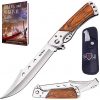 Grand Way Hunting Folding Knife with Rosewood Handle - Tactical EDC Pocket Knife - Foldable Long Blade Pocket Knife - Big Blade Folding Knife - Birthday Christmas Gifts for Men 4172 K