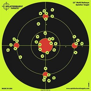 Splatterburst Targets t 12 inch Multi-Bullseye Shooting Target - Shots Burst Bright Fluorescent Yellow Upon Impact - Gun - Rifle - Pistol - Airsoft - BB Gun - Pellet Gun - Air Rifle - Made in USA