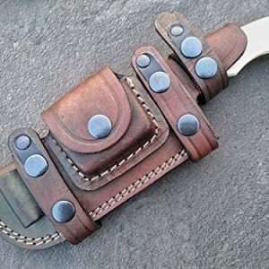 Ottoza Handmade Damascus Tracker Knife with Bone Handle - Survival Knife - Camping Knife - Damascus Steel Knife - Damascus Hunting Knife with Sheath Horizontal Carry Fixed Blade Knife No:115
