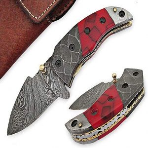 Smi Gudys Damascus Steel Pocket Knife-Real Hand Forged Folding Knife for Hunting or Camping-Small Pocket Knife for Every Day Carry361