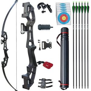 D&Q Archery 50" Takedown Bow and Arrows Set for Adults 30lb 40lb Metal Riser Right Hand Longbow Kit for Beginner to Intermediate Hunting Target