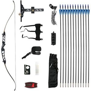 Bkisy Recurve Bow Set 18-38 lbs Archery Bow Aluminum Alloy Takedown Recurve Bow Right Hand Bow with 12 Arrows for Adults Youth Hunting Shooting Practice Competition
