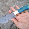 Ottoza Handmade Damascus Tracker Knife with Blue Bone Handle - Survival Knife - Camping Knife - Damascus Steel Knife - Damascus Hunting Knife with Sheath Horizontal Carry Fixed Blade Knife No:251 - Image 4