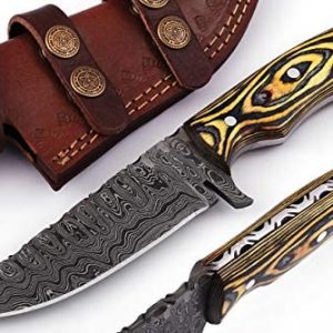 Grace Knives Handmade Damascus Steel Knife Hunting Knife Bowie Knife 9.25 Inches with Leather Sheath G-015 L