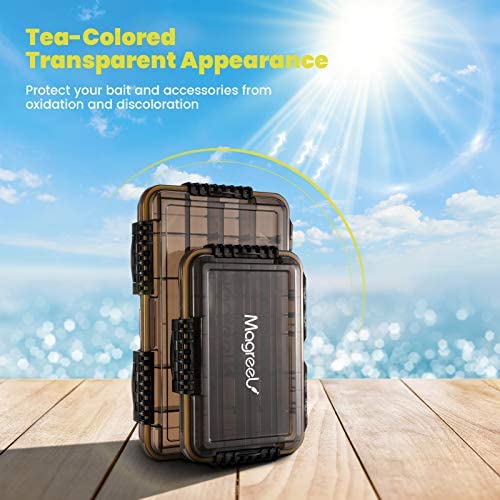 Magreel Waterproof Fishing Tackle Box, 3600/3700 Tackle Trays Tea-Colored Transparent Fishing Tackle Storage Organizer Boxes with DIY Dividers, 1 Pack/2 Pack - Image 4
