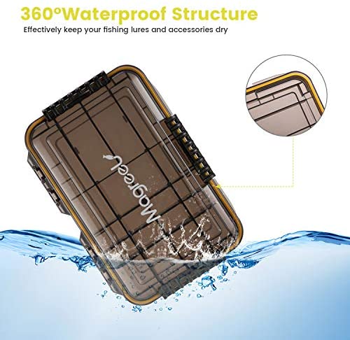 Magreel Waterproof Fishing Tackle Box, 3600/3700 Tackle Trays Tea-Colored Transparent Fishing Tackle Storage Organizer Boxes with DIY Dividers, 1 Pack/2 Pack - Image 3