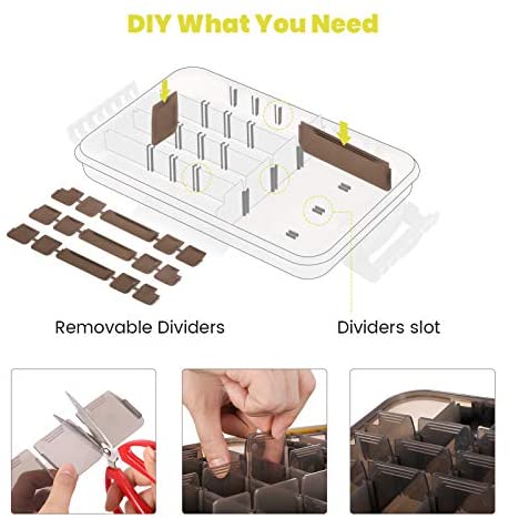 Magreel Waterproof Fishing Tackle Box, 3600/3700 Tackle Trays Tea-Colored Transparent Fishing Tackle Storage Organizer Boxes with DIY Dividers, 1 Pack/2 Pack - Image 5